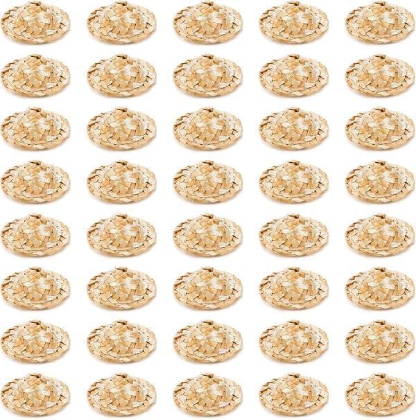 40 Pieces Mini Straw Hats, Tiny Cowboy Hats for Mini Dolls, 2 Inch Straw Hats for Crafts & Decorations