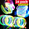 AMENON 24 Pack Glow In The Dark LED Bracelets for Kids/Adults, Flashing Light Up Party Favor, Classroom, Halloween