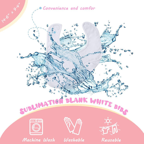 Geyoga 36 Pcs Sublimation Blanks Baby Bibs Bulk Sublimation Feeder Washable Baby Bib for DIY (White)