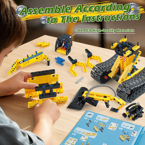 Jumlys 5, 6, 7, 8, 9, 10, 11, 12 2 1 Sets, 344 STEM Building Toy for Kids Boys Girls Age Years Old, in Excavator Robot