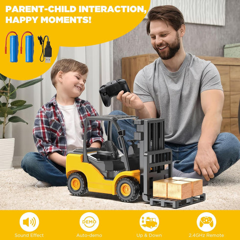 9-Channel 1:18 100-Minute, 2026 Remote Control Forklift Truck Scale Construction Toy, Realistic Sounds, High-Grip