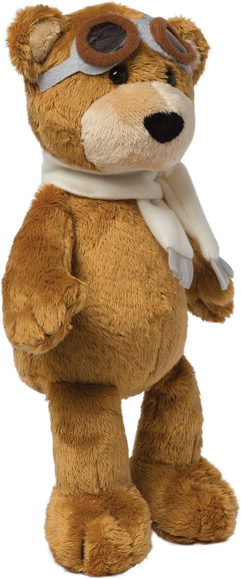 Manhattan Toy Aviator Teddy Bear, 12" Stuffed Animal Plush with Soft Goggles and Scarf
