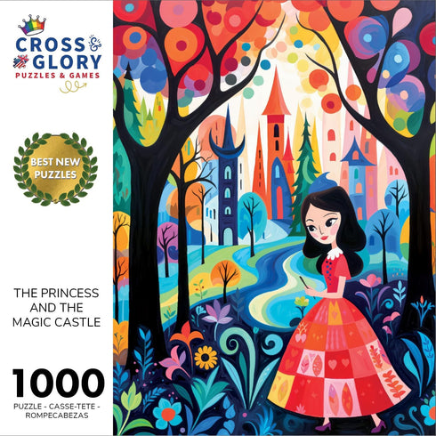 The Princess and The Magic Castle by Cross & Glory - 1000 Piece Jigsaw Puzzle, Vibrant Fairytale Artwork, Eco-Friendly, Premium Satin Finish, Ideal for Puzzle Lovers & Family Nights