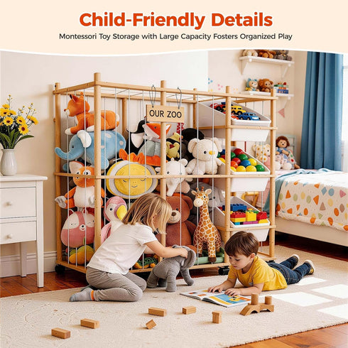 3 Sevenblue Toy Storage Organizer with Removable Bins, Kids Storage Toy Shelf Organizer for Stuffed Animal Holder