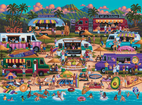 Buffalo Games Pun Fuzzles Hawaiian Food Truck Festival 1000 Piece Jigsaw Puzzle