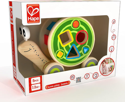 Award Winning Hape Walk-A-Long Snail Toddler Wooden Pull Toy, L: 11.9, W: 4.4, H: 7.3 inch