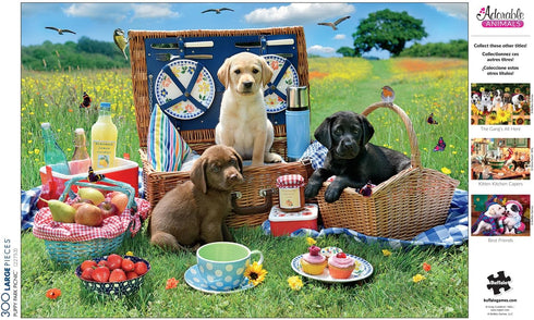 Buffalo Games - Adorable Animals - 300 Large Piece Jigsaw Puzzle - Puppy Park Picnic for Adults