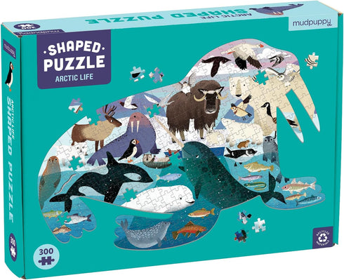 Arctic Life 300 Piece Shaped Scene Puzzle from Mudpuppy - 23" x 17" Walrus Shaped Jigsaw Puzzle for Kids, Provides Hours of Family Fun, Ages 7+