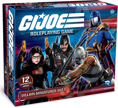 G.I. Joe Roleplaying Game Villain Miniatures Set 1, 12 Unpainted 28mm Scale Character Figures, RPG Accessory