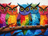Kaleidoscopic Owls 1000 Piece Owl Jigsaw Puzzle - Colorful Night's Watch from Cross & Glory - Eco-Friendly with Satin