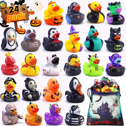Yomwet 24 Pcs Halloween Rubber Ducks in Bulk, Ducking for Jeeps Baby Bath