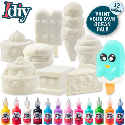 Idiy (46") 11 12 Jumbo Squishy Toys Craft Kit for Kids-Paint Your Own Slow Rising Squishies Dessert Foods w Fabric