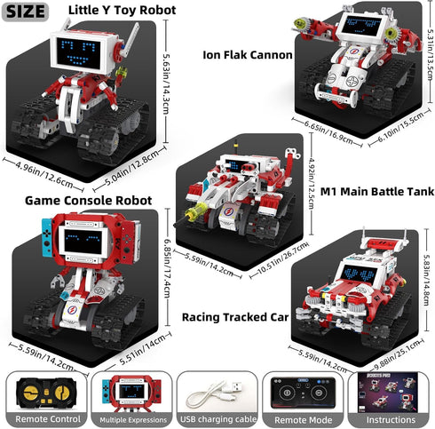 5 1 Set 8-16 Programmable (358PCS) in Robot Building Blocks for Year Old Boys Girls Kids with APP or Remote Control