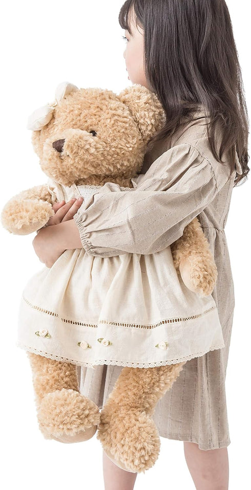 Oitscute Big Baby Teddy Bear with Cloth - Cute Stuffed Animal Soft Plush Toy 25" (White & Brown)