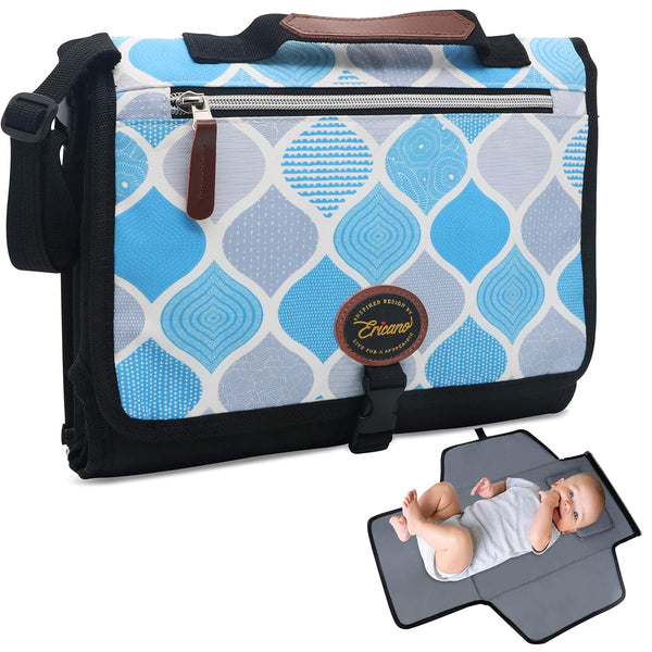 Portable Diaper Changing Pad, Thick Soft Cushion Pillow, Travel Baby Mat Diaper Clutch Bag with Detachable Wipes Pockets