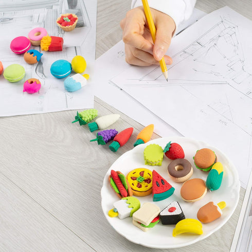 Mr. Pen Mini Food Erasers for Kids - 30 pcs, 3D Non-Toxic & Safe for Children, No Smudge
