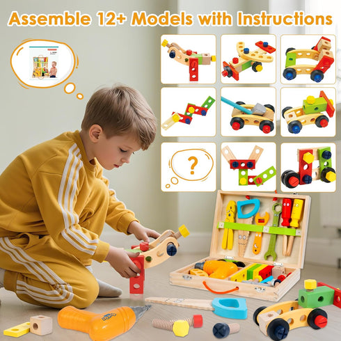 Set Set 3-5 KIDWILL Kids Tool with Electric Drill & DIY Stickers, Toddler Tool for Kids Ages Year Old Boys Girls