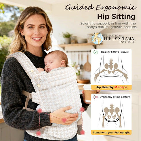 MOCKPOSE 100% Carrier,3 Ergonomic,Cozy 7-40lbs,White Baby Carrier Newborn to Toddler- Pure Cotton Double-Side