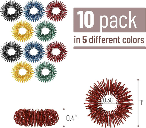 10 Pack, Mr. Pen- Spiky Sensory Rings, Jewel Tones, Stress Relief Fidget Sensory Toys, Fidget Ring for Anxiety