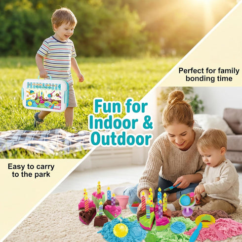 3 4 5 6 Carolart Sensory Bin,Ice Cream and Cakes Sensory Kit,Kids Play Sand Kit,Sandbox with Sensory Sand Girls