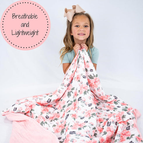 100% 6 47"x 47" LollyBanks Muslin Baby Blanket Cotton, Muslin Quilt Lightweight, Layers Soft Blanket for Girls, Toddler
