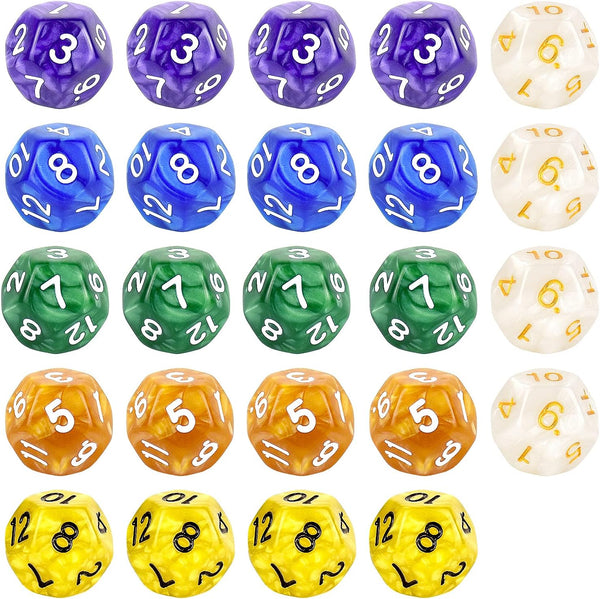 Thyores 24 Pieces 12 Sided Game Dice Polyhedral Dice Set for DND RPG