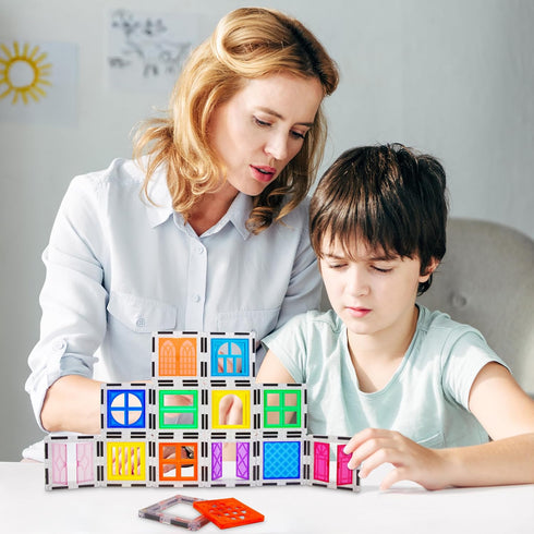Set Playset 3+ PT30 PicassoTiles Window and Door Clip On Magnetic Blocks Magnet Tiles Magnets Building Tile