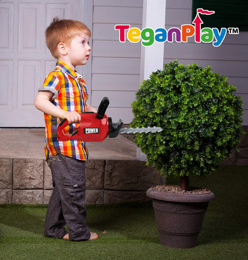 Set Trimmer Power Garden Tools for Kids Battery Operated Toy Leaf Blower, Hedge and Chainsaw Pretend Play for Boys