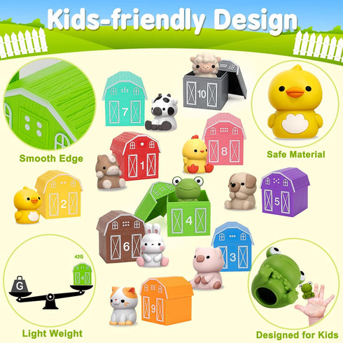 20Pcs Montessori Farm Animals Learning Toys for 1,2,3 Year Old Toddlers | Matching & Sorting Games Gift