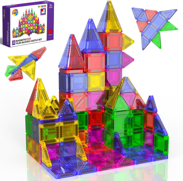 Magnetopia Magnetic Building Tiles Kids Toys, 100 PCS Travel Magnetic Tiles, STEM Educational