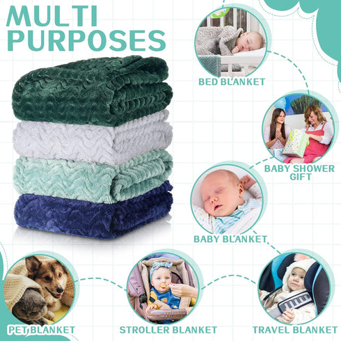 4 32 24 Inch(Classic Frienda Pcs Baby Fuzzy Blanket Fluffy Baby Blanket for Boys Girls Soft Warm Infant Newborn Toddler