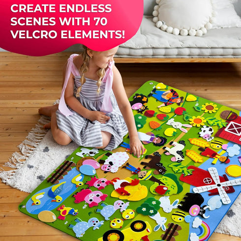 QUOKKA Farm Felt Board, Social Emotional Learning Activities for Kids 2-5 Years, Educational Toy for Toddlers