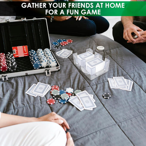 Dual Deck Revolving Card Holder - 360 Degree Poker Playing Cards Holder for Canasta, Clear Tray Poker Card Deck