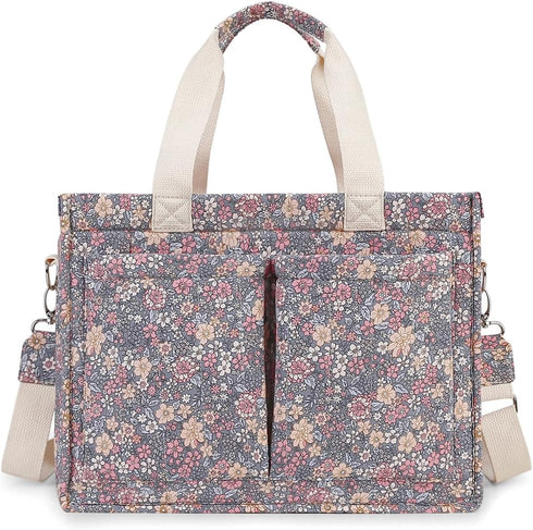 Charming Cherry Canvas Tote Bag - Stylish Multi-Pocket Shoulder Purse for Women