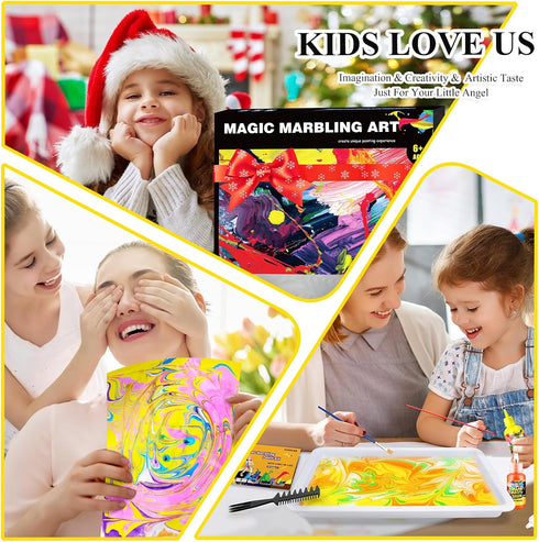 3+Years 8-13 5-7 3-6, Water Marbling Paint Kit,Easter Basket Stuffers,Arts and Crafts for Kids,Birthday Gifts for Girls