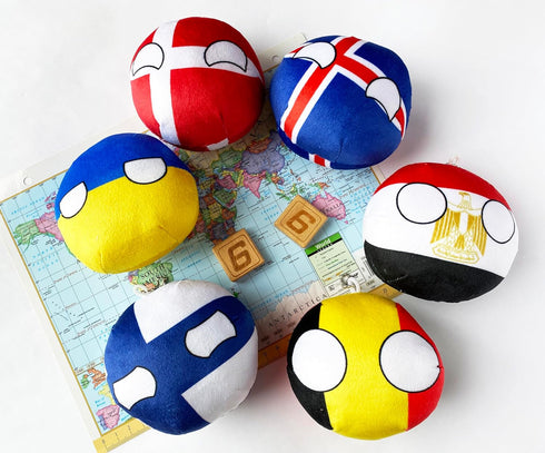 6PC Countryballs Plushies, Soft & Educational National Character Toys, Your Collection of Countryball and Polandball