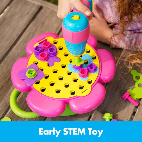 Educational Insights Design & Drill Flower Power Studio, 50-Piece Drill Toy Gift for Kids Ages 3+