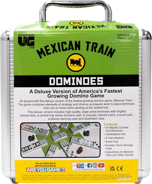Set 2 8 8 99 Front Porch Classics, Mexican Train Domino On-The-Go Aluminum Carrying Case, to Players Ages