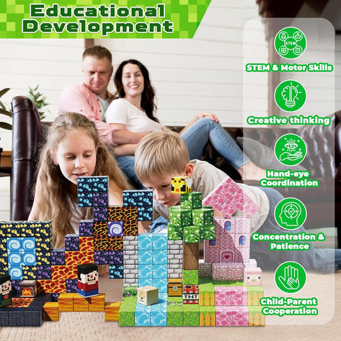200PCS Set, 3+, Goody King Magnetic Building Blocks - Forest & Volcano Adventure STEM Learning Toys for Kids Ages
