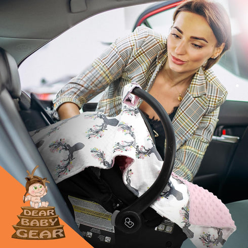 Dear Baby Gear Baby Car Seat Canopy - Infant Car Seat Cover with Snap Opening for Boys & Girls