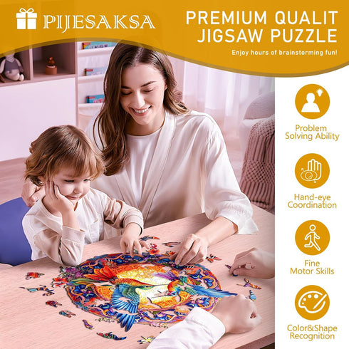 Wooden Puzzles for Adults - Hummingbird Unique Shaped Wooden Jigsaw Puzzle, Perfect for Birthday Gift