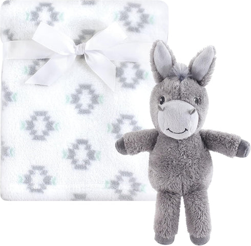 Hudson Baby Unisex Baby Plush Blanket with Toy, One Size, Snuggly Donkey