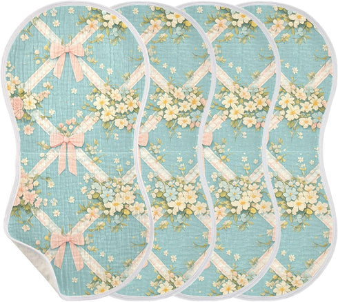 tplaotee 22x11in Vintage Pastel Pink Bows Wildflowers Blue Argyle Shapes Cotton Muslin Baby Burp Cloths Soft Touch Baby