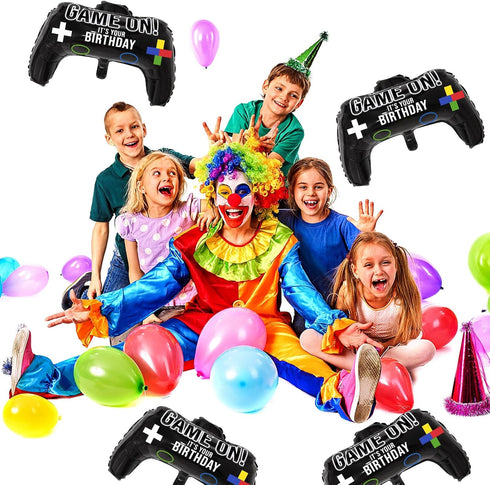 Gejoy 4 Packs Video Game Party Balloons, 23.6 x 15.7 Inch Game Controller Aluminum Foil for Birthday Decoration