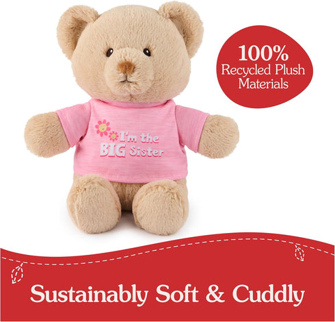 GUND 12” “I'm The Big Sister” Sustainable Message Bear, Tan Teddy Bear Made from 100% Recycled Materials