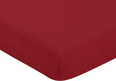 Solid Red Fitted Crib Sheet for Baseball Patch Collection
