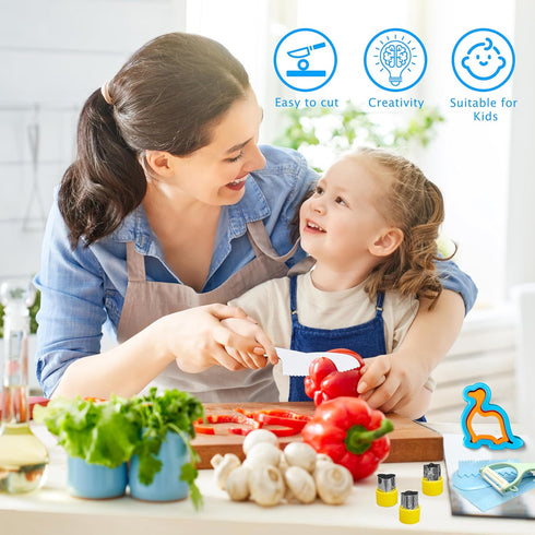 OLRMA 20PCS Set Sets 3 4 5 6 7 8 9 10 Kids Knife for Real Cooking, Child-Friendly Plastic Toddler Kitchen Tools