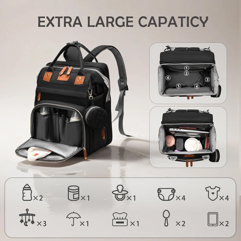 CESAILT Mommy Backpack Diaper Bag with Changing Station, Multifunction Travel Baby Bag, Waterproof Baby Tote, Large