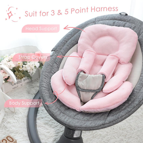 Summer Infant Car Seat Insert for Newborn Girls Boys, Mesh Baby Carseat Head Inserts with Strap Pads, Soft Reversible