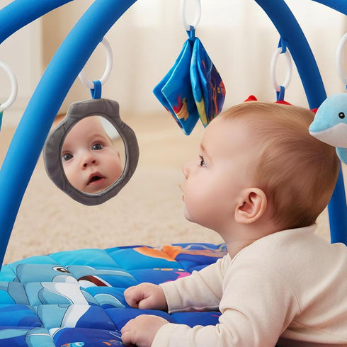 Tummy 5 0 3 6 9 12 Yeeeasy Ocean Theme Baby Play Gym Mat, Time Activity Mat with Detachable Marine Toys, Sensory
